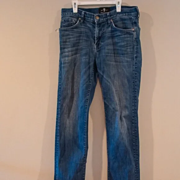 7 For All Mankind Slimmy Jeans Medium Blue Size 31 - Picture 1 of 5